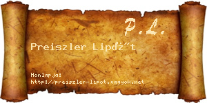 Preiszler Lipót névjegykártya